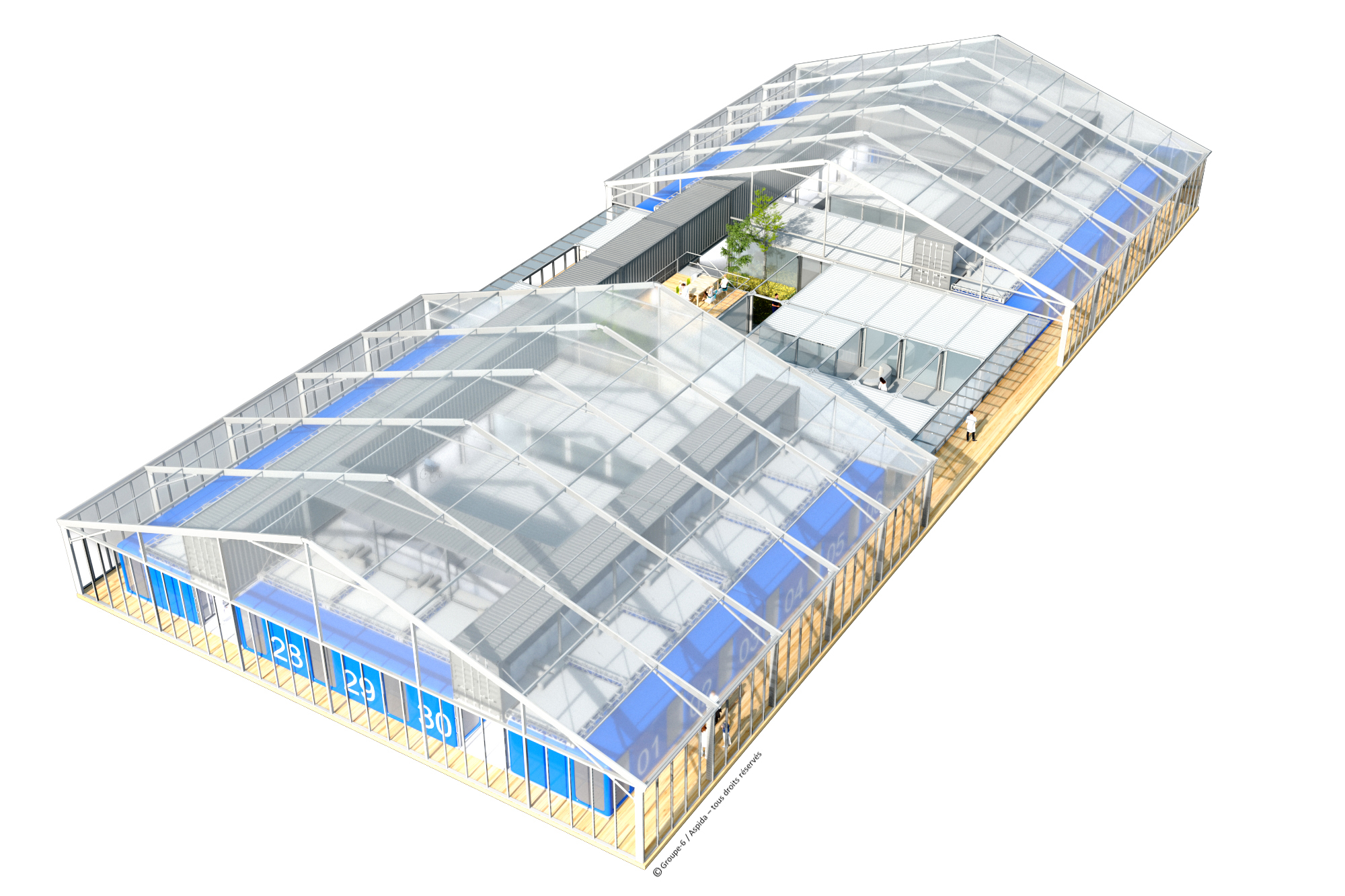 Architecture modulaire - Hoplite, complexe modulaire déployable de réanimation confinée_Architecture modulaire_Groupe-6