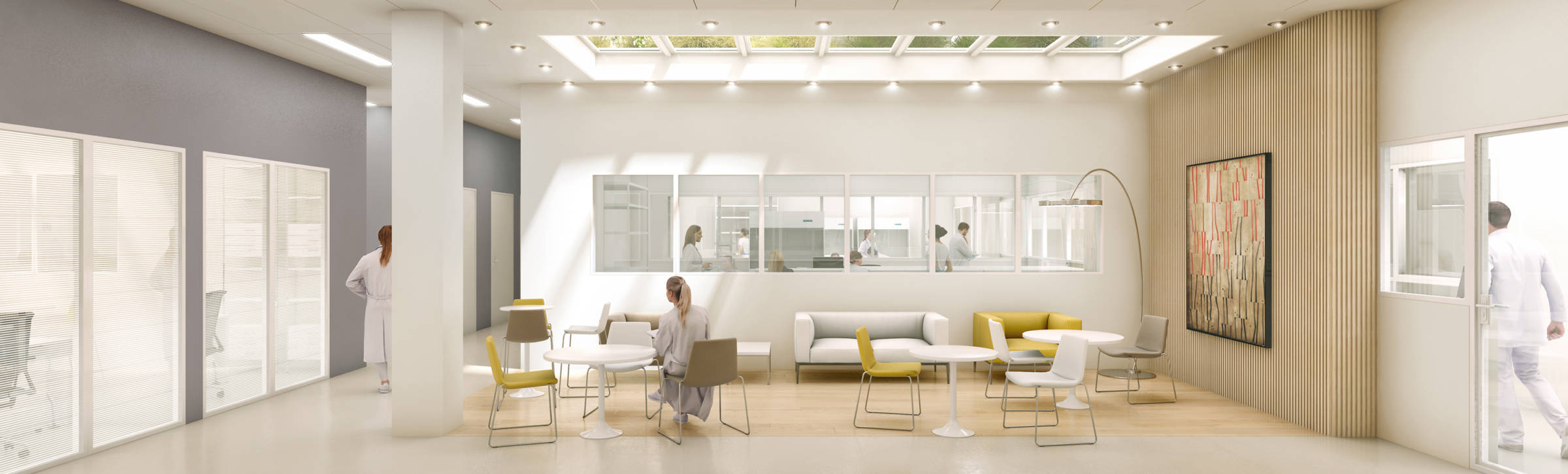 Vue intérieure de la Plateforme de Biologie Pathologie du CHU Henri Mondor, à Créteil