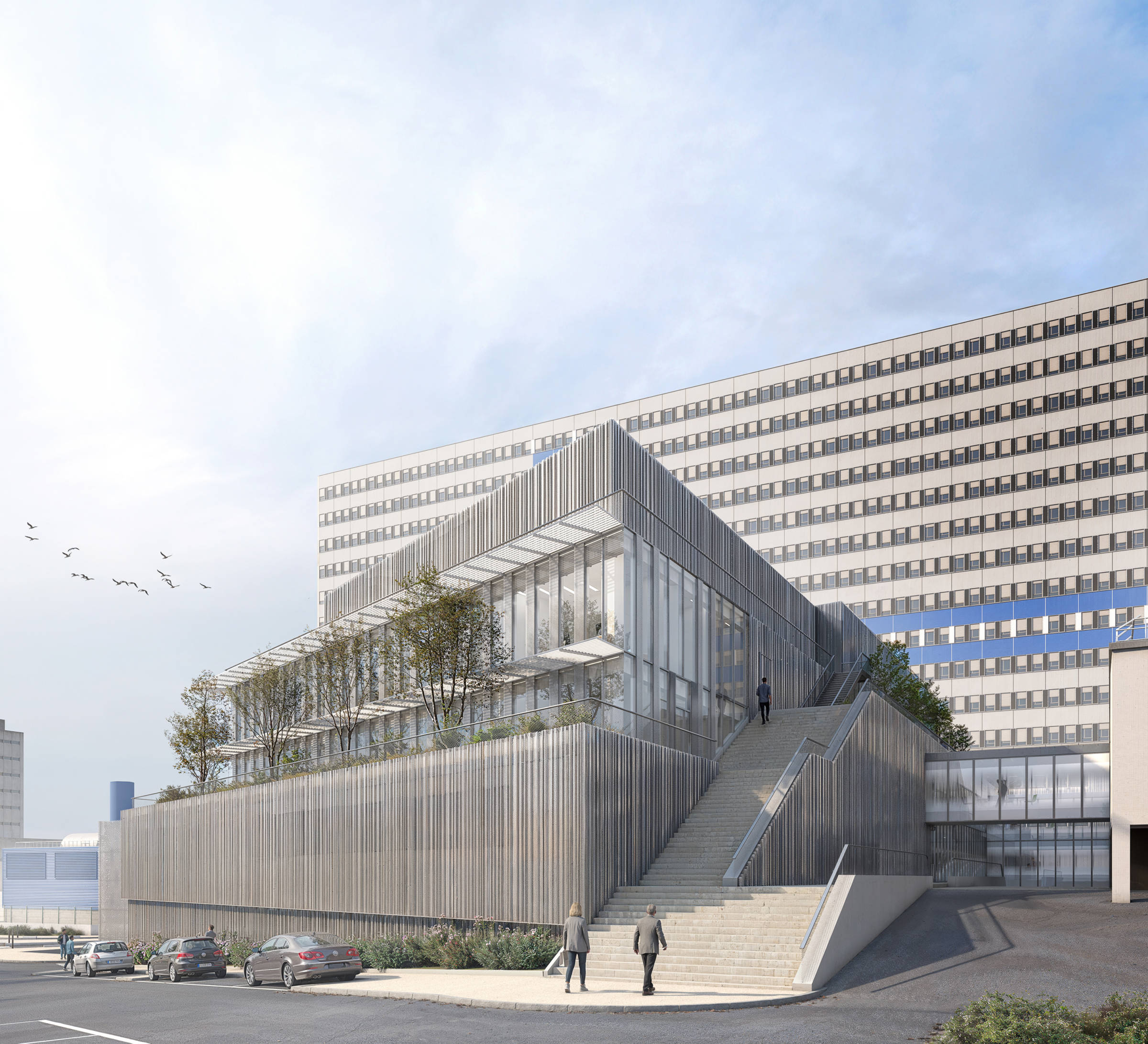 Vue intérieure de la Plateforme de Biologie Pathologie du CHU Henri Mondor, à Créteil